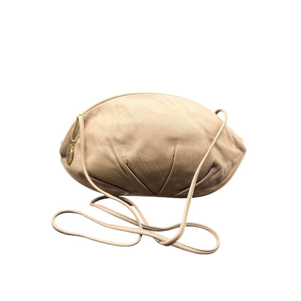 Etra Taupe Leather Slouchy Crossbody Clutch Bag Soft Minimalist